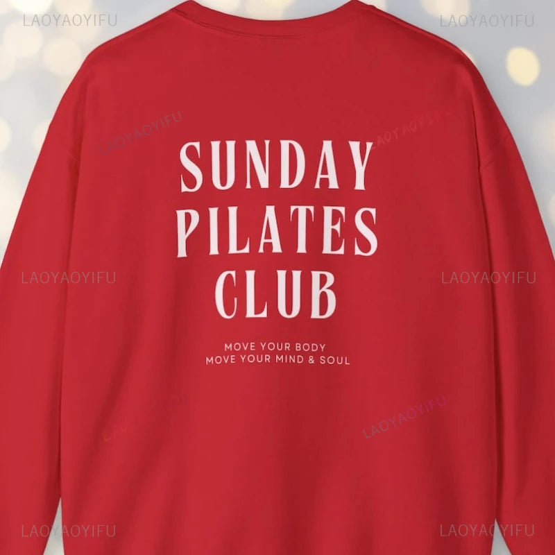 Pilates Club Hoodie – Unisex Katoenen Sweater met Rugprint