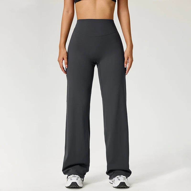 Dames High Waist Rechte Pijp Yogabroek – Zachte Gymlegging met Ademend Nylonmateriaal
