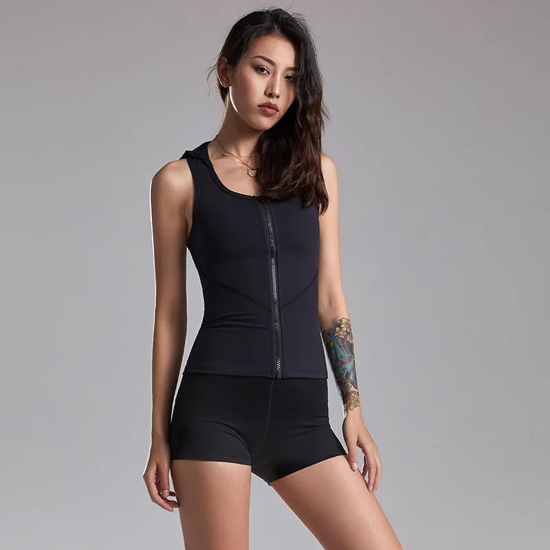 Dames Sporttop – Mouwloos Yogavest met Rits voor Hardlopen & Fitness