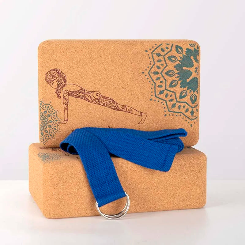 Yoga Blokken Set Kurk - 2 Stuks met Yoga Riem