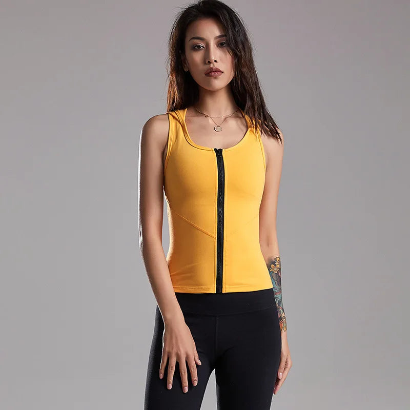 Dames Sporttop – Mouwloos Yogavest met Rits voor Hardlopen & Fitness