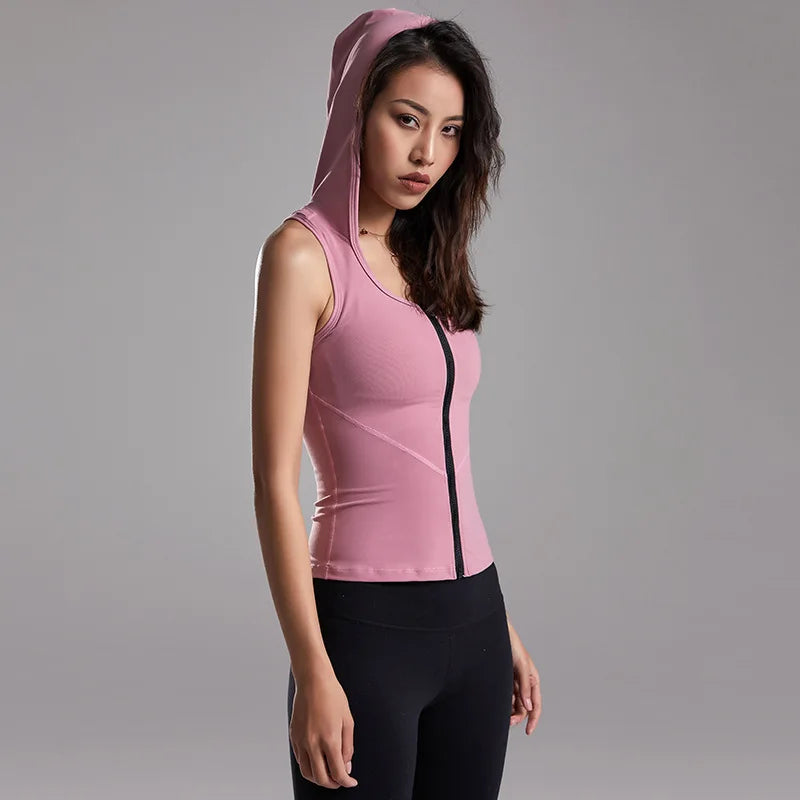 Dames Sporttop – Mouwloos Yogavest met Rits voor Hardlopen & Fitness
