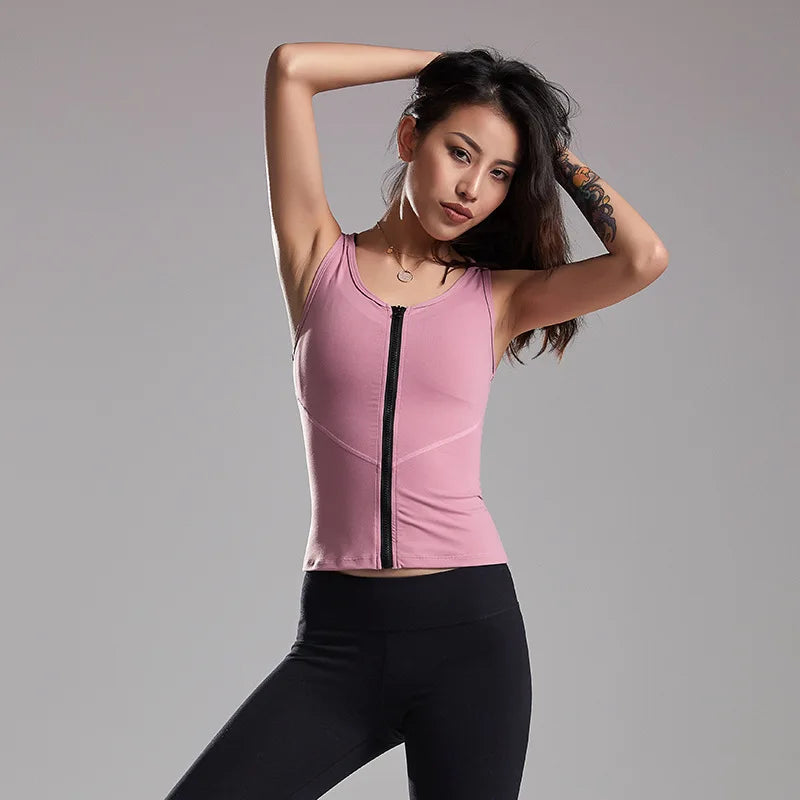 Dames Sporttop – Mouwloos Yogavest met Rits voor Hardlopen & Fitness