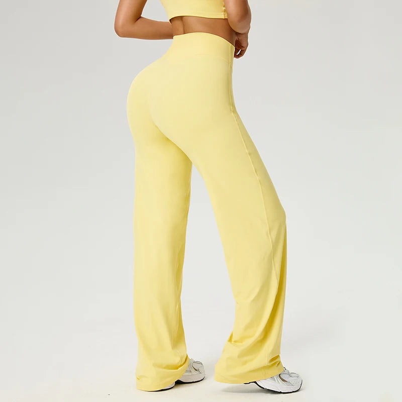 Dames High Waist Rechte Pijp Yogabroek – Zachte Gymlegging met Ademend Nylonmateriaal