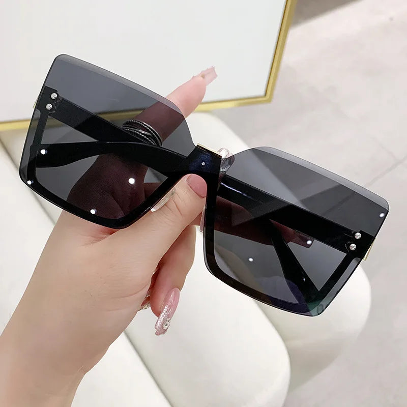 Gradient Rimless Square Sunglasses Women Brand Desiginer 2022 Vintage Green Pink Sun Glasses Ladies Shades Eyewear