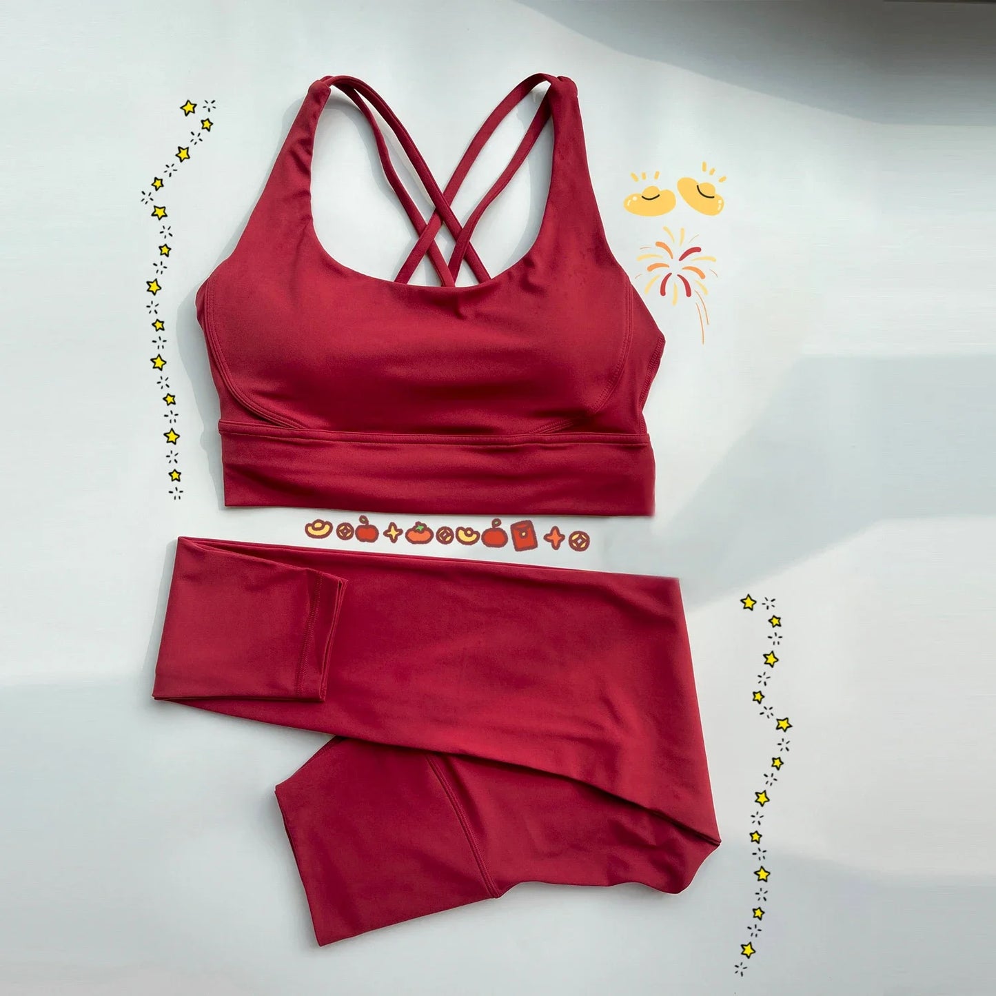 Yogaleven 2-delig Set – High Waist Legging & BH Rood