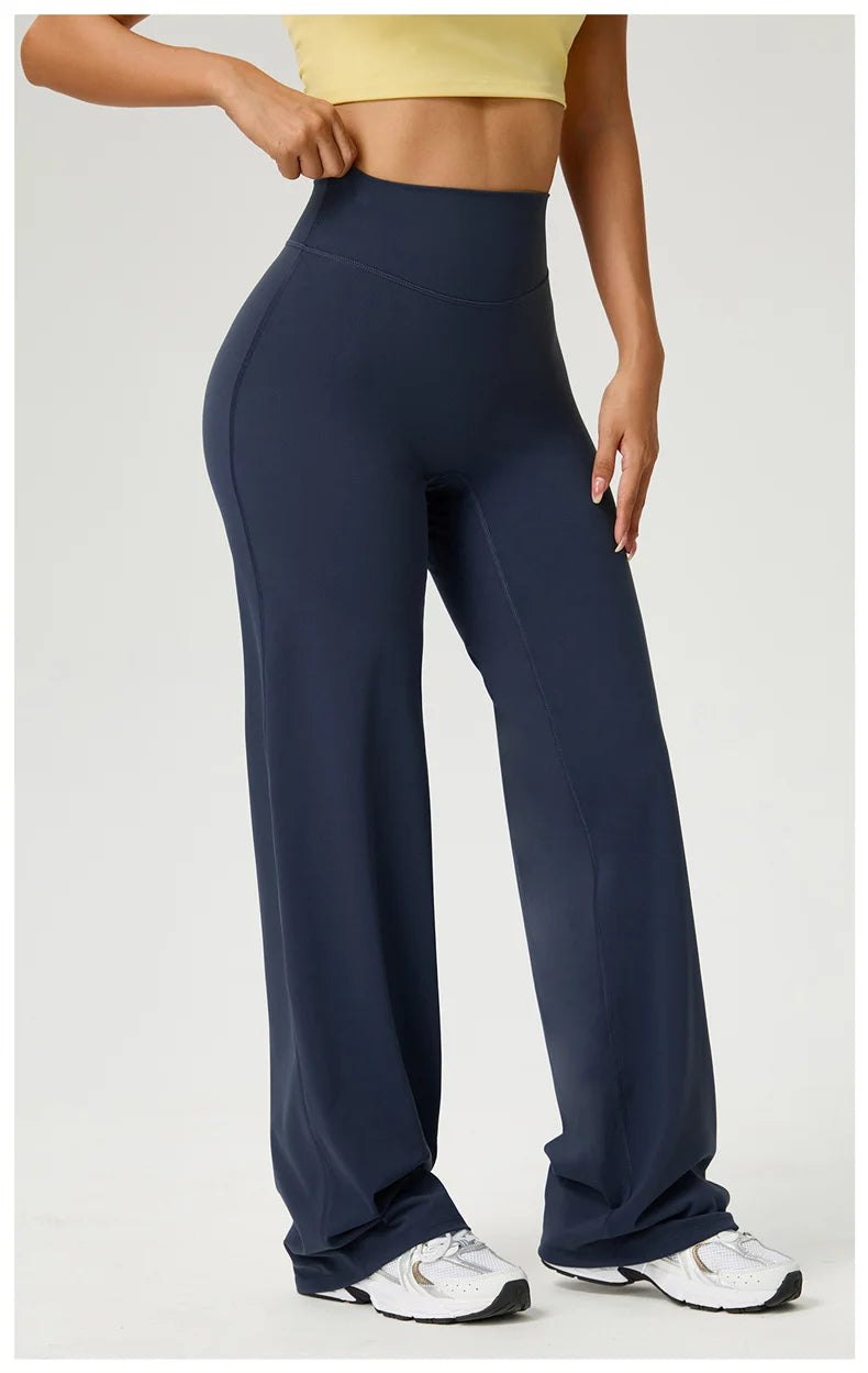 Dames High Waist Rechte Pijp Yogabroek – Zachte Gymlegging met Ademend Nylonmateriaal