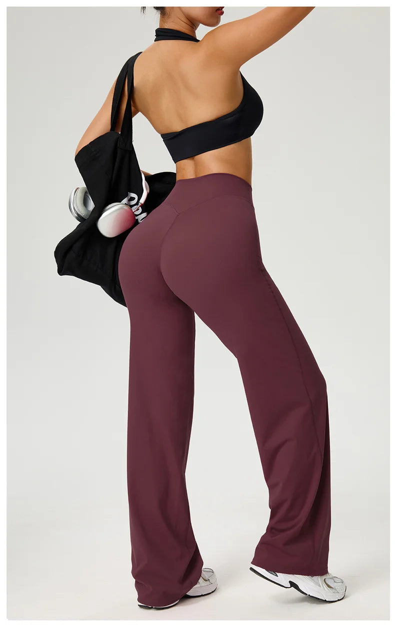 Dames High Waist Rechte Pijp Yogabroek – Zachte Gymlegging met Ademend Nylonmateriaal