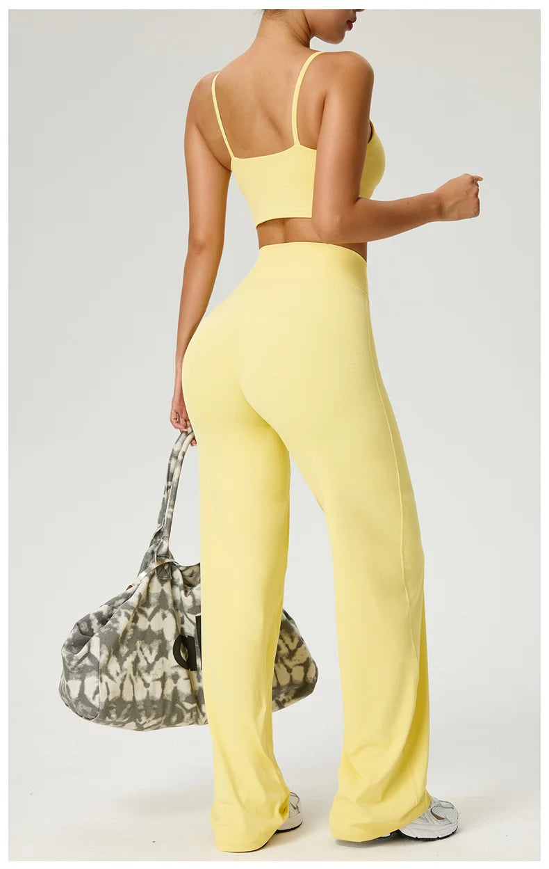 Dames High Waist Rechte Pijp Yogabroek – Zachte Gymlegging met Ademend Nylonmateriaal