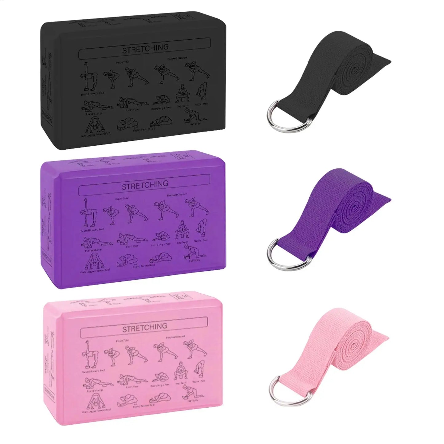 Yoga Blokken EVA Foam - 2 Stuks met Stretch Riem