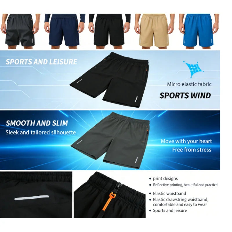 Heren Hardloopshorts – Sneldrogend met Reflecterende Streep en Elastische Taille