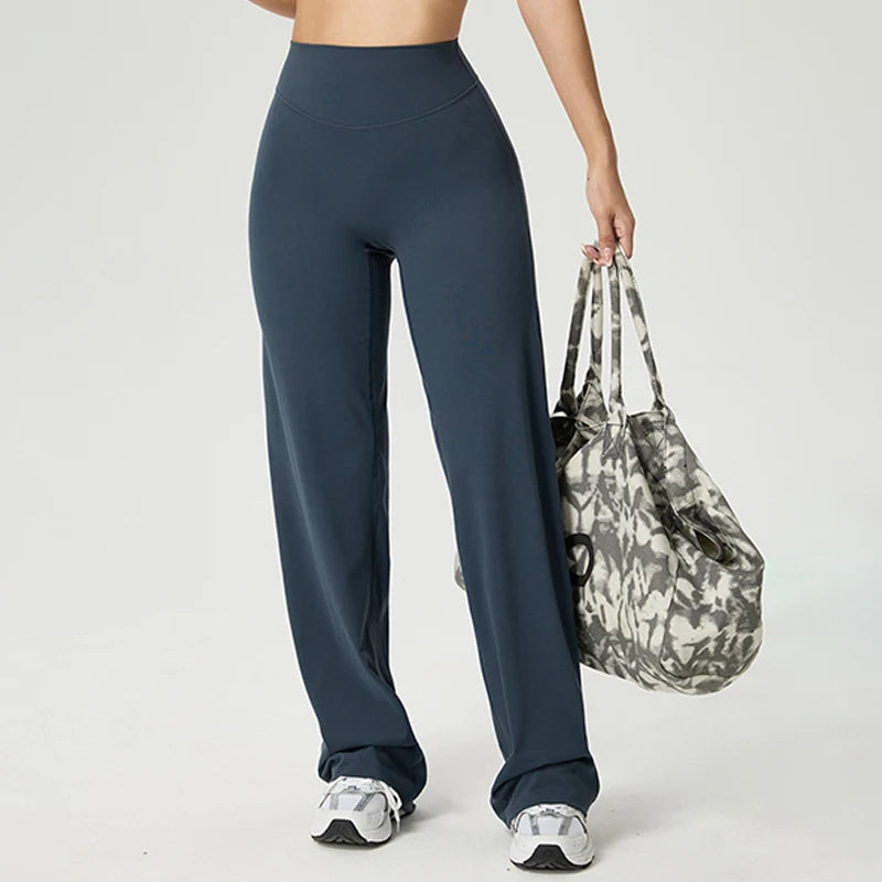 Dames High Waist Rechte Pijp Yogabroek – Zachte Gymlegging met Ademend Nylonmateriaal