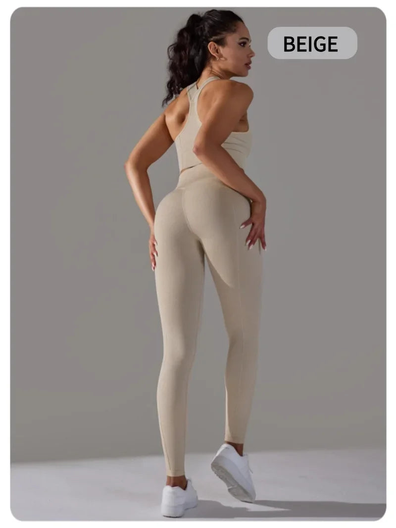 Yogaleven Naadloze Set – Sportlegging & Vest