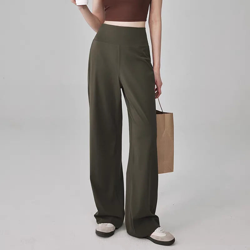 Dames High Waist Yogabroek met Zakken – Stretch Sweatpants met Zacht Gevoel