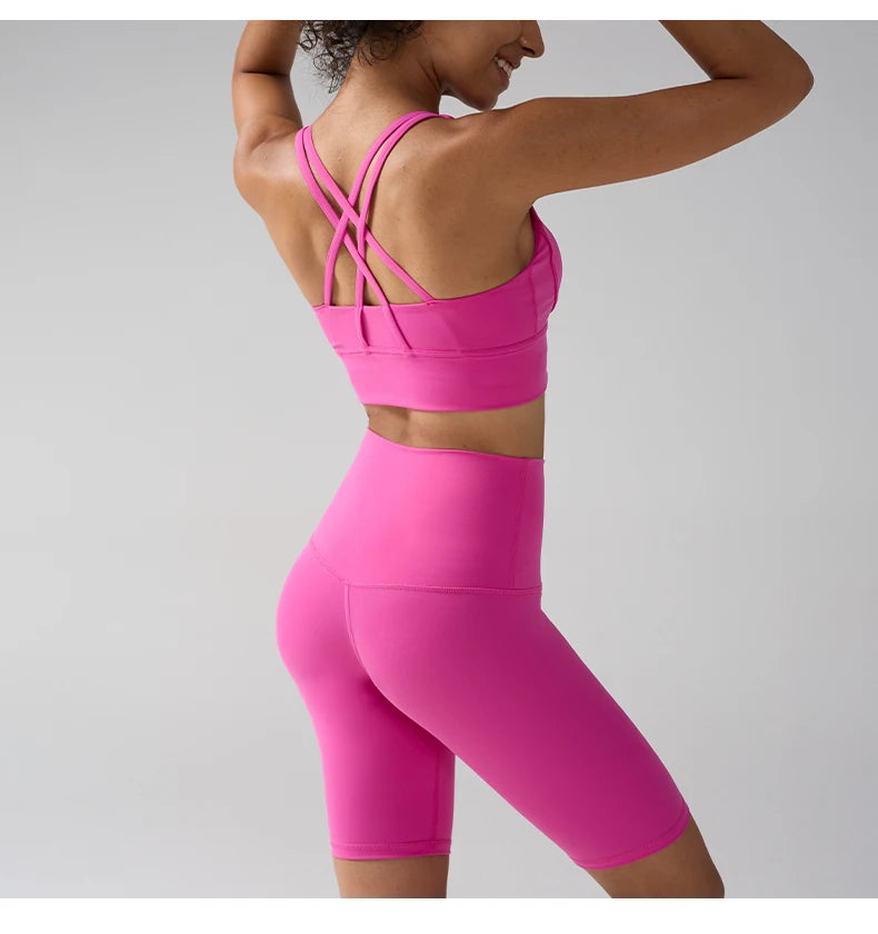 Yogaleven Shorts Set – Cross BH & High Waist Shorts