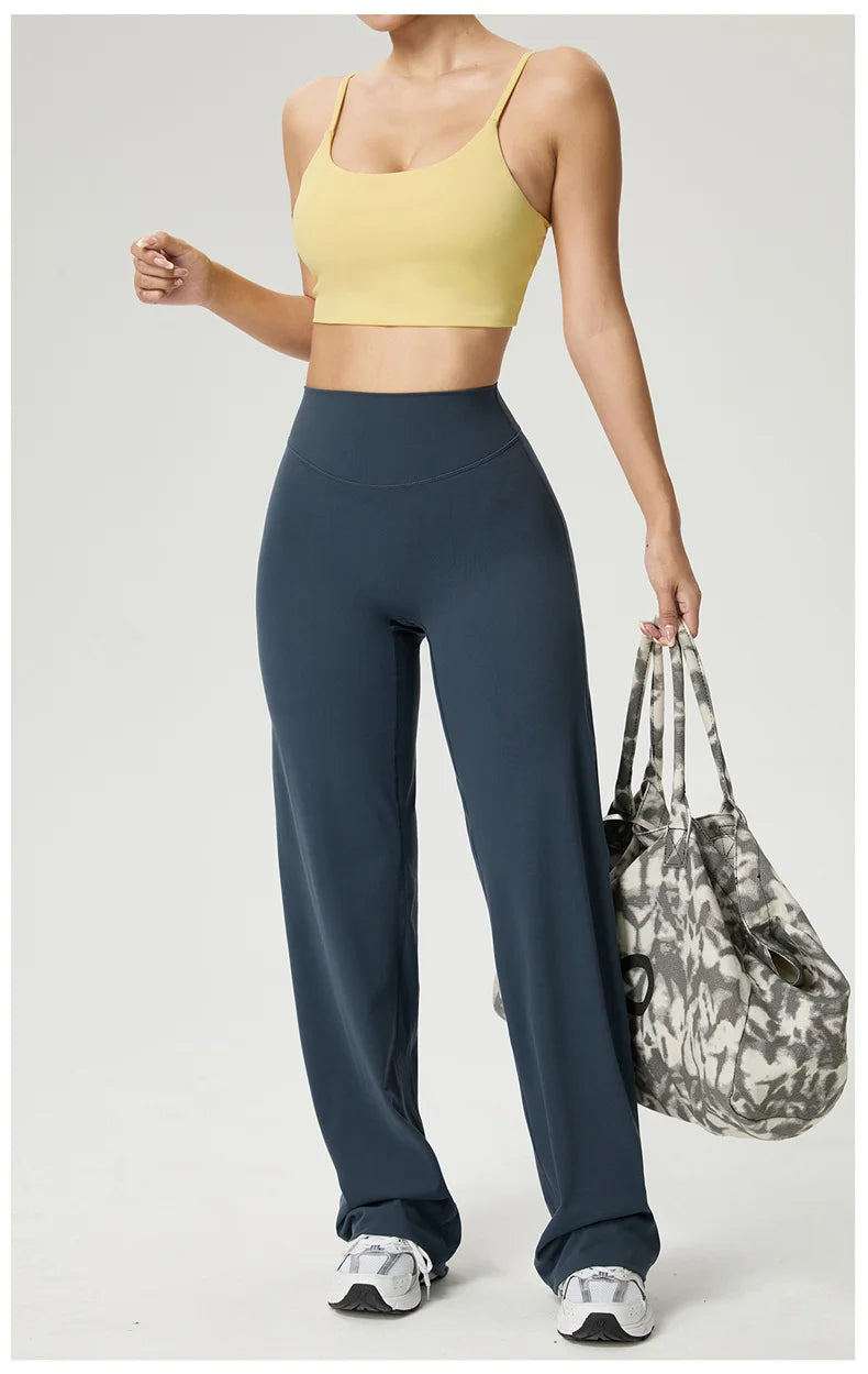 Dames High Waist Rechte Pijp Yogabroek – Zachte Gymlegging met Ademend Nylonmateriaal