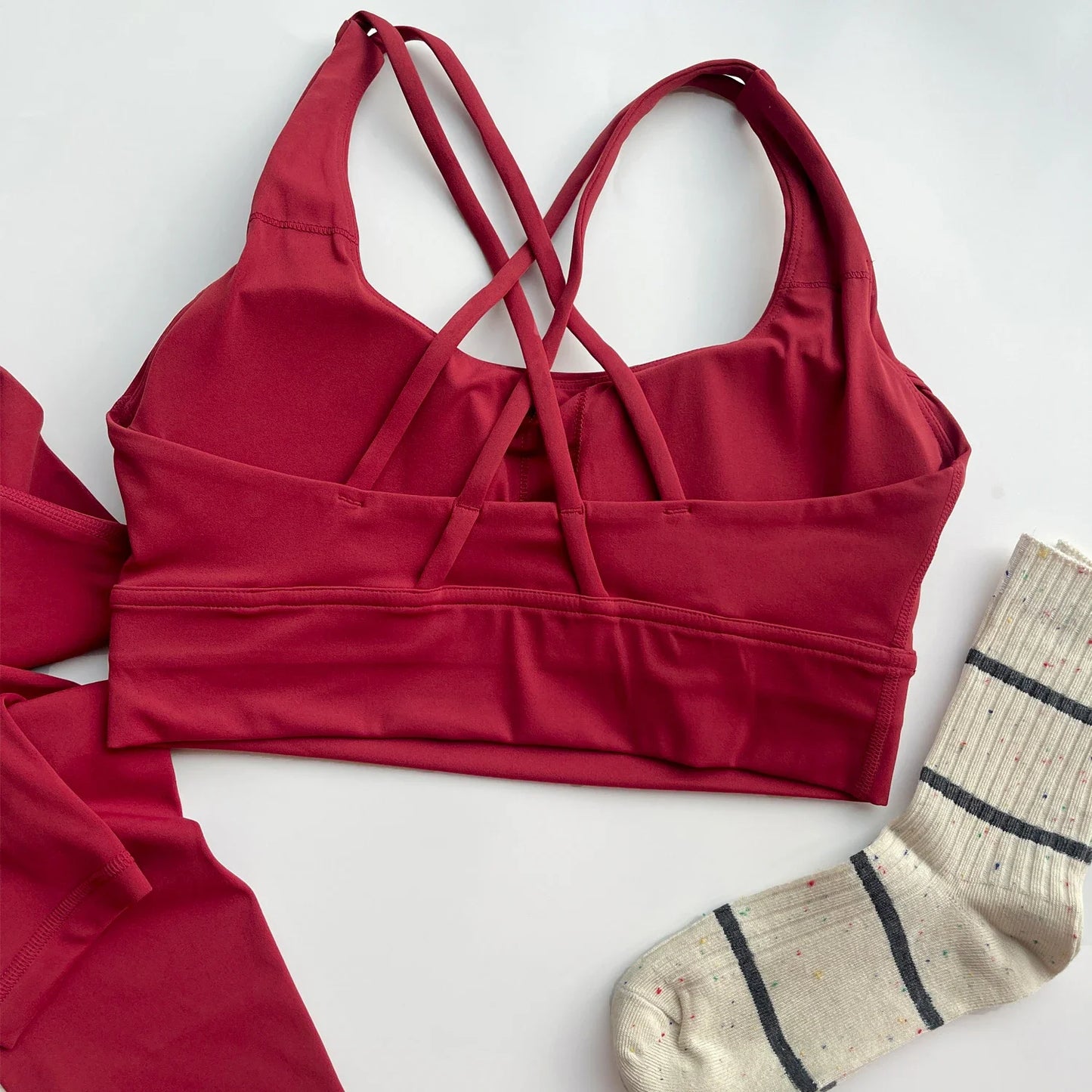 Yogaleven 2-delig Set – High Waist Legging & BH Rood