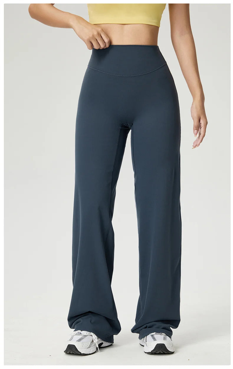 Dames High Waist Rechte Pijp Yogabroek – Zachte Gymlegging met Ademend Nylonmateriaal