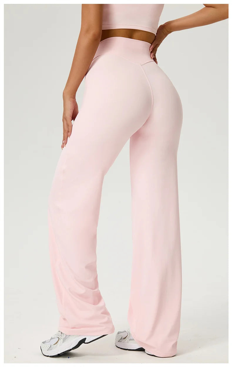Dames High Waist Rechte Pijp Yogabroek – Zachte Gymlegging met Ademend Nylonmateriaal