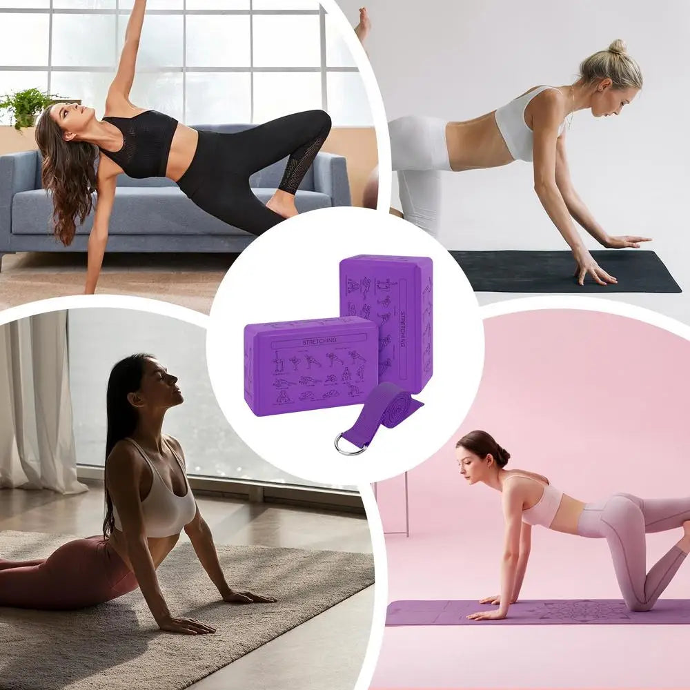 Yoga Blokken EVA Foam - 2 Stuks met Stretch Riem
