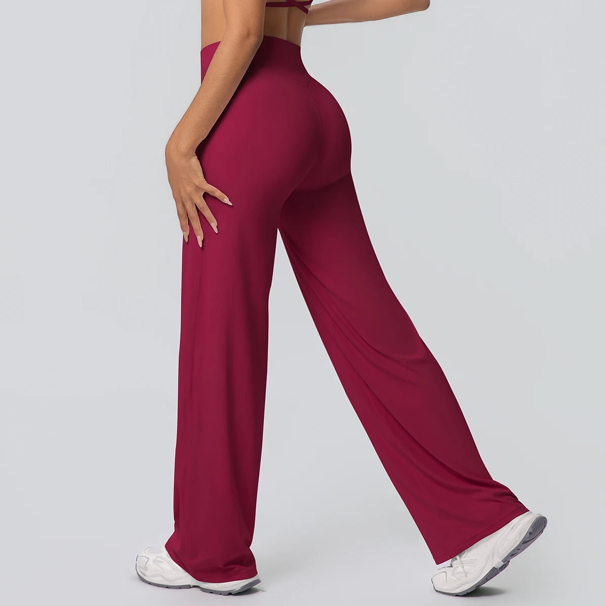 Dames Ademende Wijde Pijp Yogabroek – High Waist Sportbroek voor Buiten & Gym