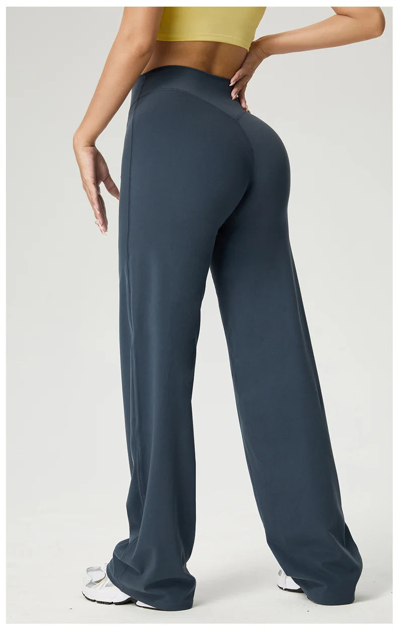 Dames High Waist Rechte Pijp Yogabroek – Zachte Gymlegging met Ademend Nylonmateriaal