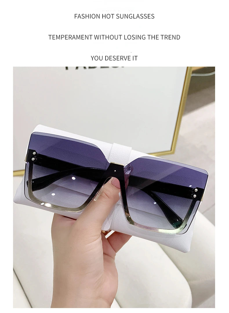 Gradient Rimless Square Sunglasses Women Brand Desiginer 2022 Vintage Green Pink Sun Glasses Ladies Shades Eyewear