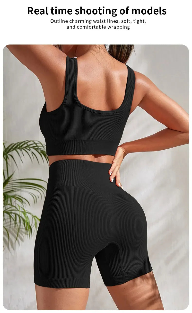 Yogaleven Geribd Set – Crop Top & High Waist Short