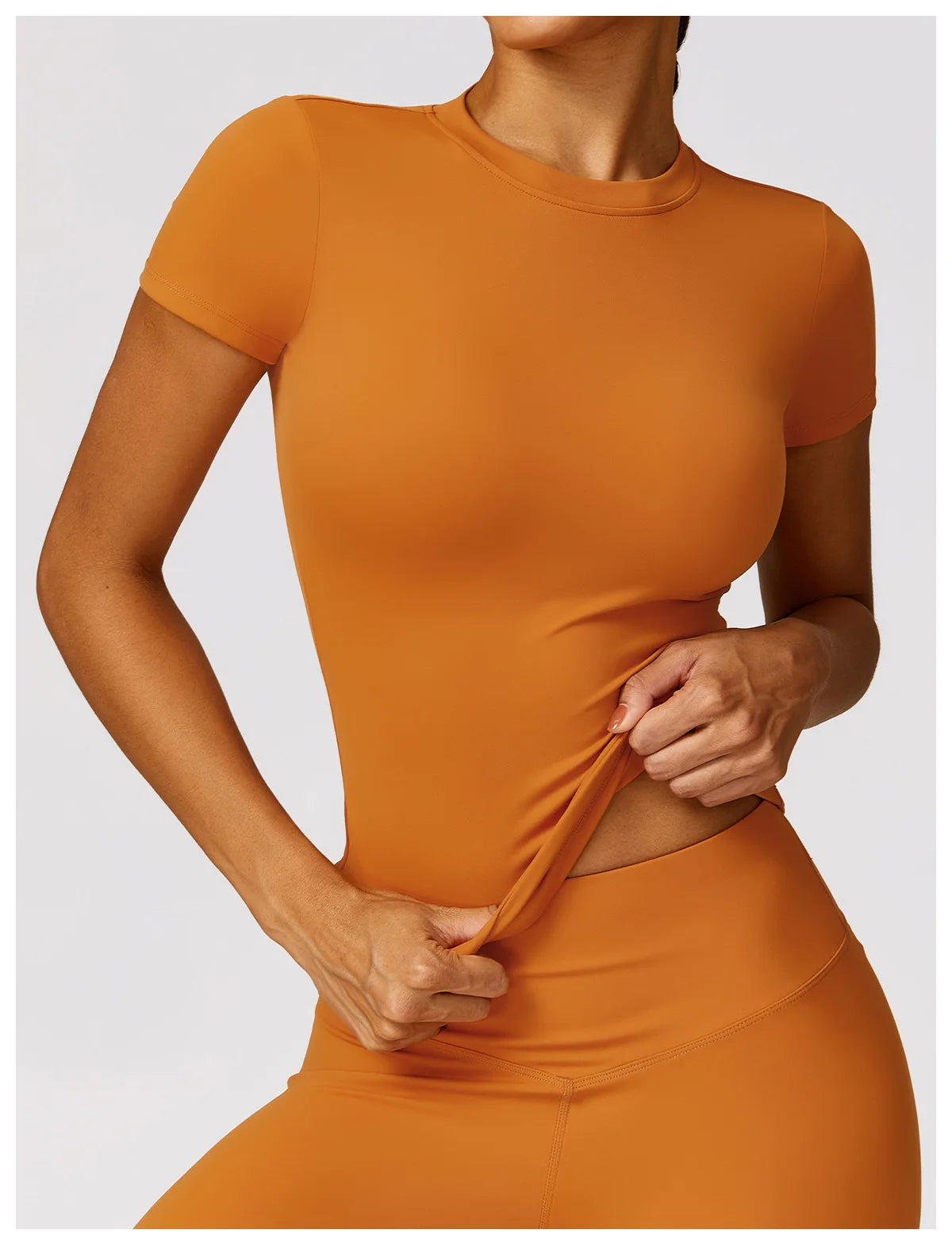 Dames Yoga Top Naadloos - Sexy Sport Shirt Korte Mouw