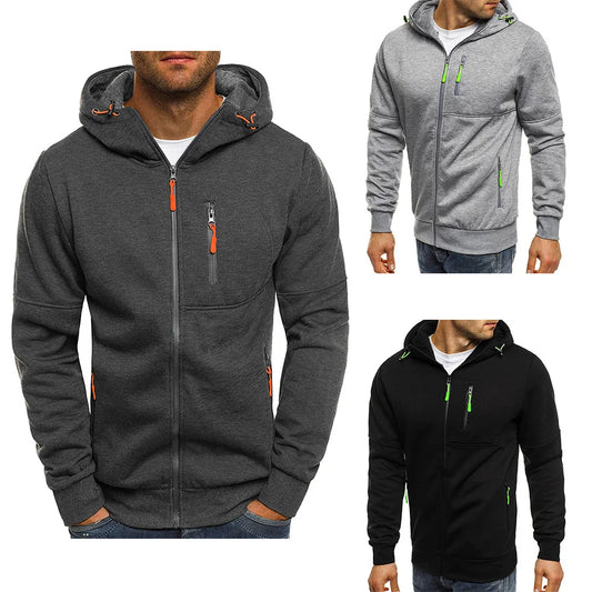 Heren Hoodie - Lange Mouw Sweatshirt met Rits en Capuchon