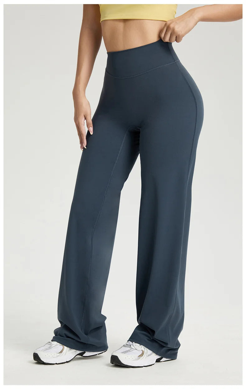 Dames High Waist Rechte Pijp Yogabroek – Zachte Gymlegging met Ademend Nylonmateriaal