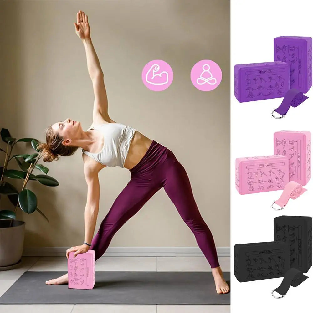 Yoga Blokken EVA Foam - 2 Stuks met Stretch Riem