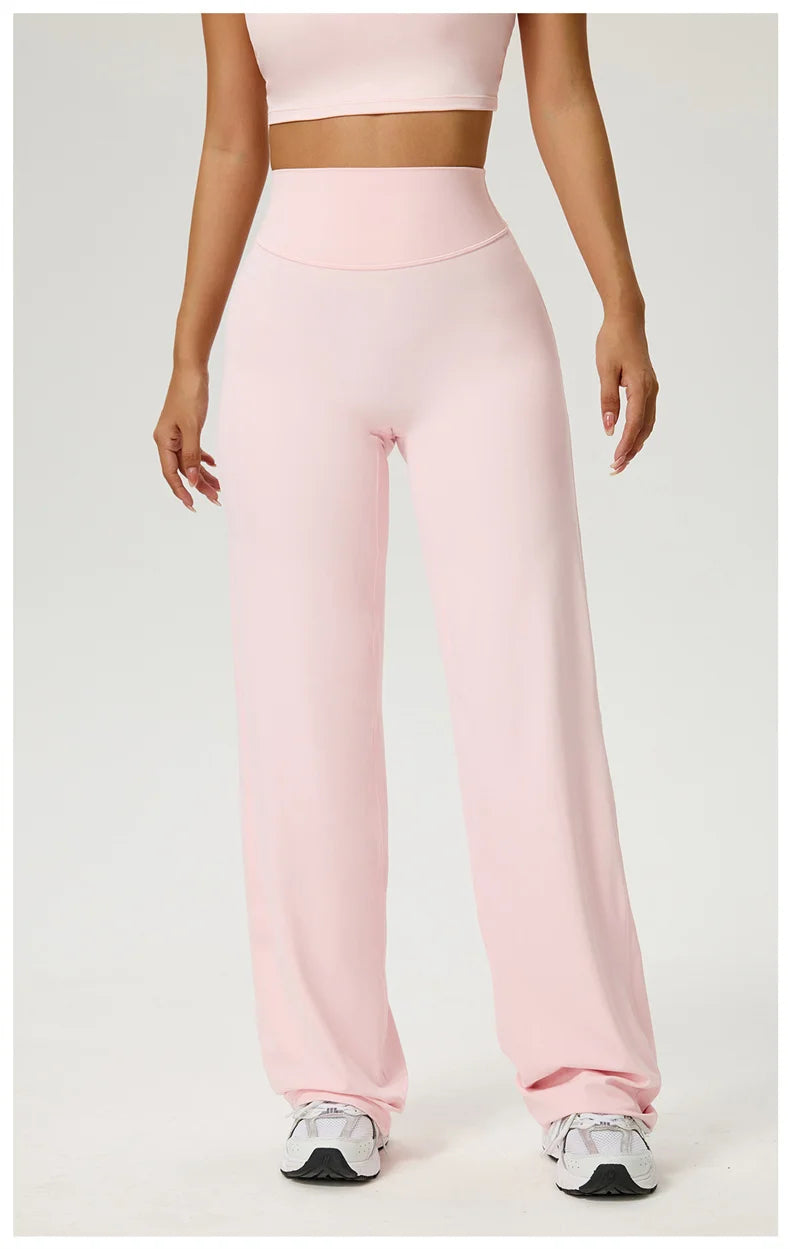 Dames High Waist Rechte Pijp Yogabroek – Zachte Gymlegging met Ademend Nylonmateriaal
