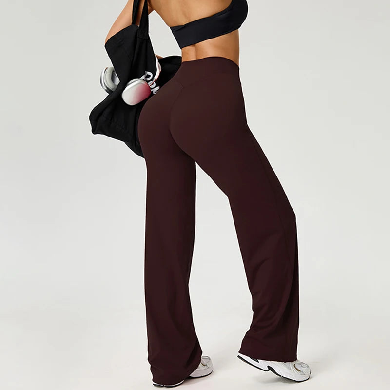 Dames High Waist Rechte Pijp Yogabroek – Zachte Gymlegging met Ademend Nylonmateriaal