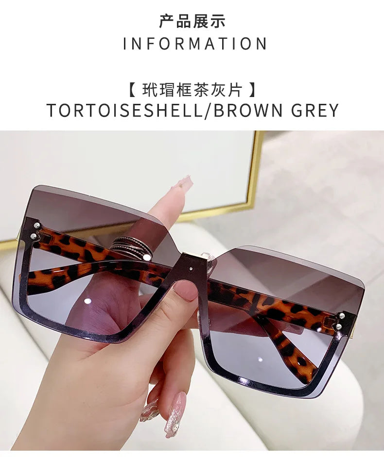 Gradient Rimless Square Sunglasses Women Brand Desiginer 2022 Vintage Green Pink Sun Glasses Ladies Shades Eyewear