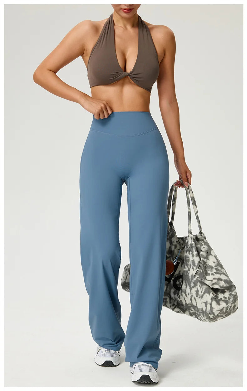 Dames High Waist Rechte Pijp Yogabroek – Zachte Gymlegging met Ademend Nylonmateriaal
