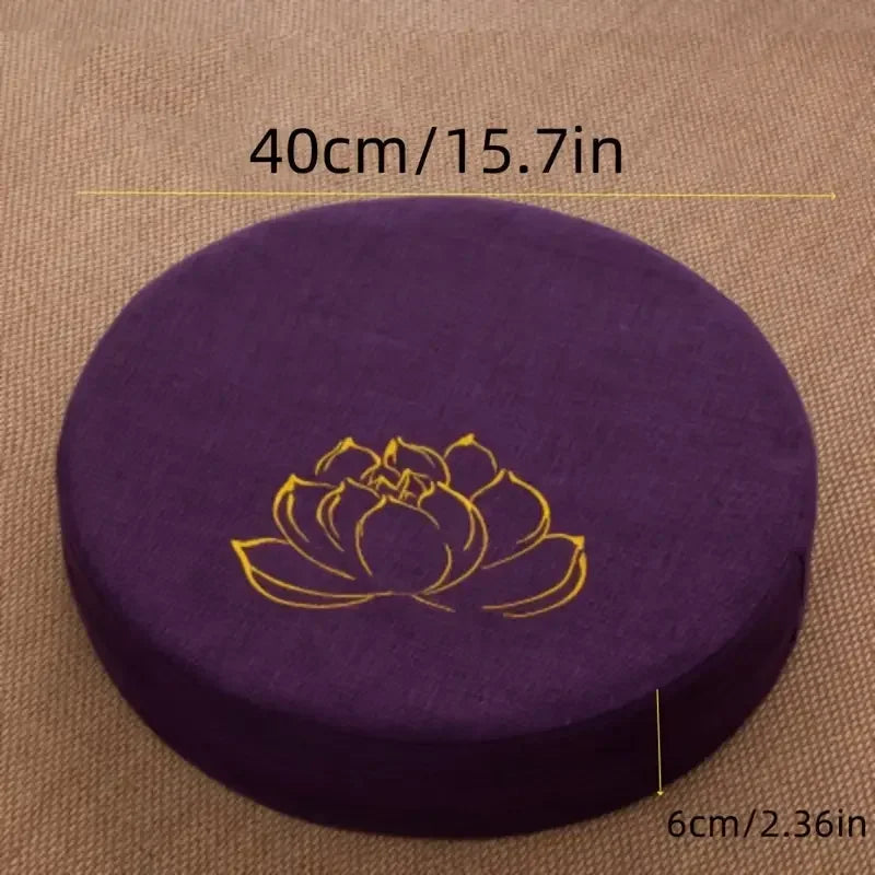 Meditatie Kussen Rond - Geborduurd Lotus Patroon 40x6cm