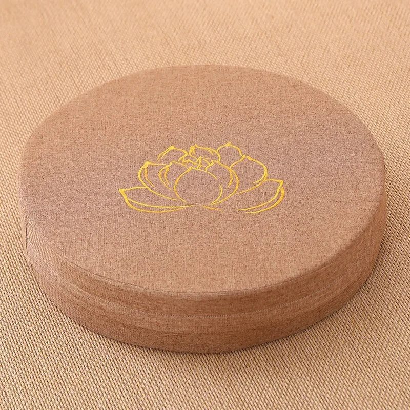 Meditatie Kussen Rond - Geborduurd Lotus Patroon 40x6cm