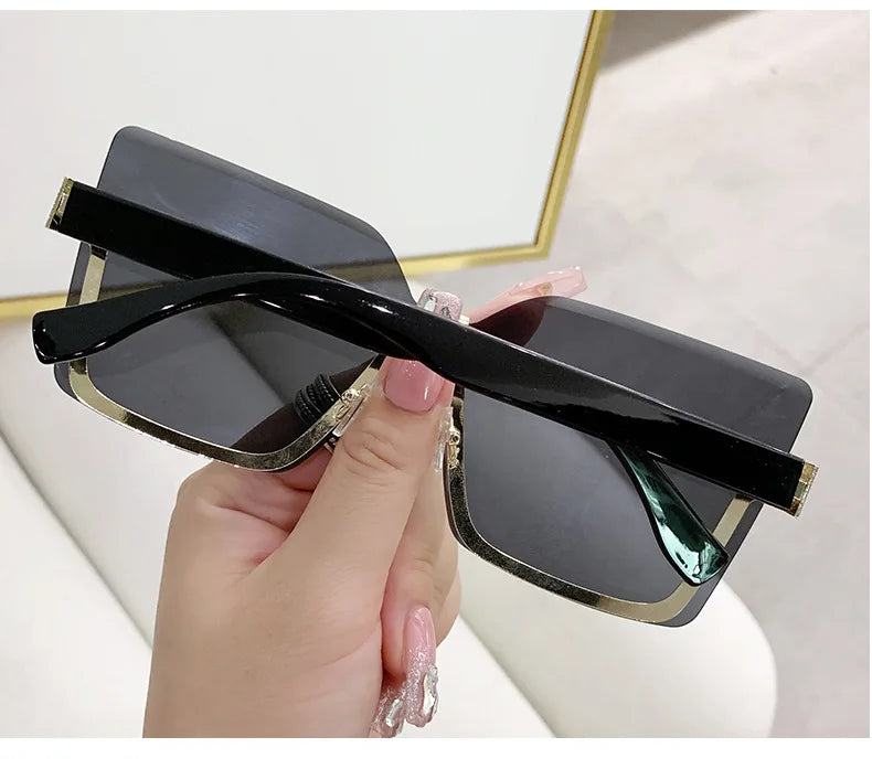 Gradient Rimless Square Sunglasses Women Brand Desiginer 2022 Vintage Green Pink Sun Glasses Ladies Shades Eyewear