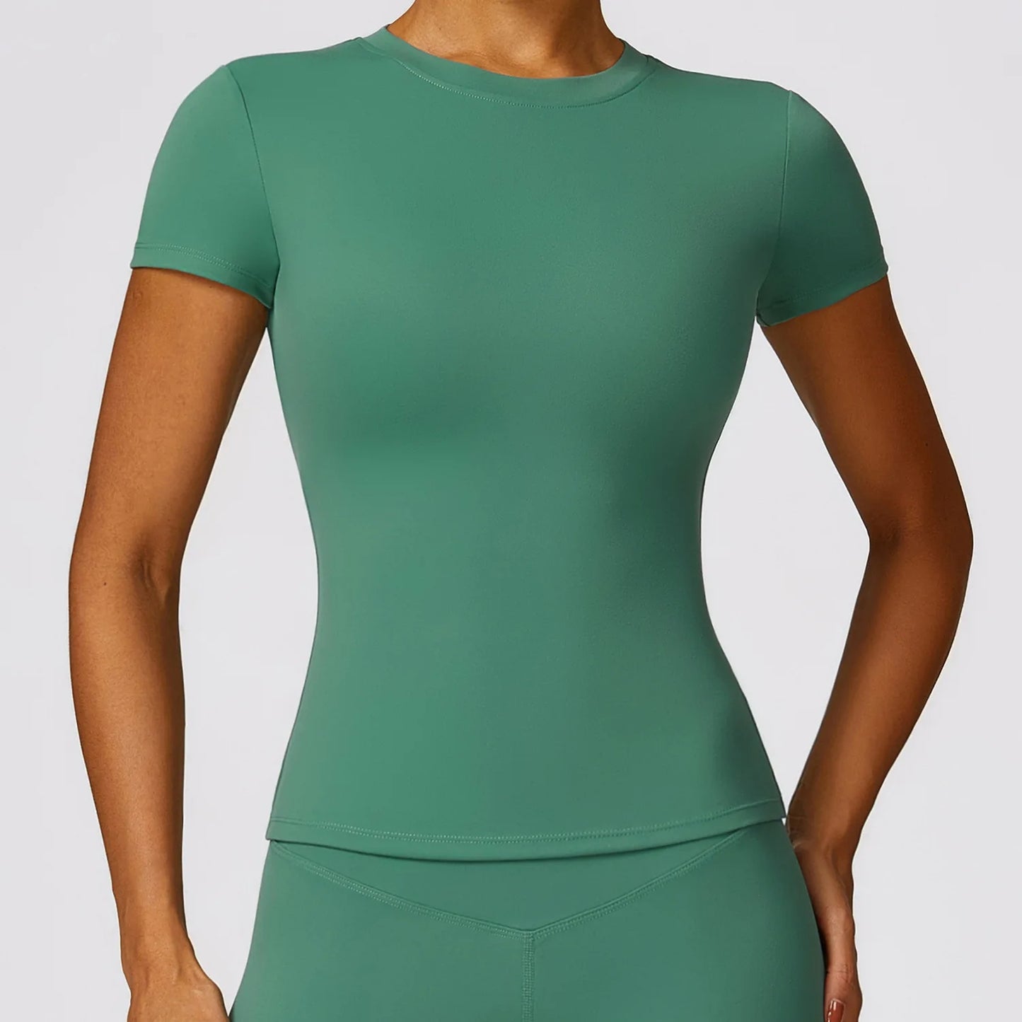 Dames Yoga Top Naadloos - Sexy Sport Shirt Korte Mouw
