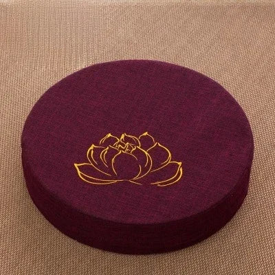 Meditatie Kussen Rond - Geborduurd Lotus Patroon 40x6cm