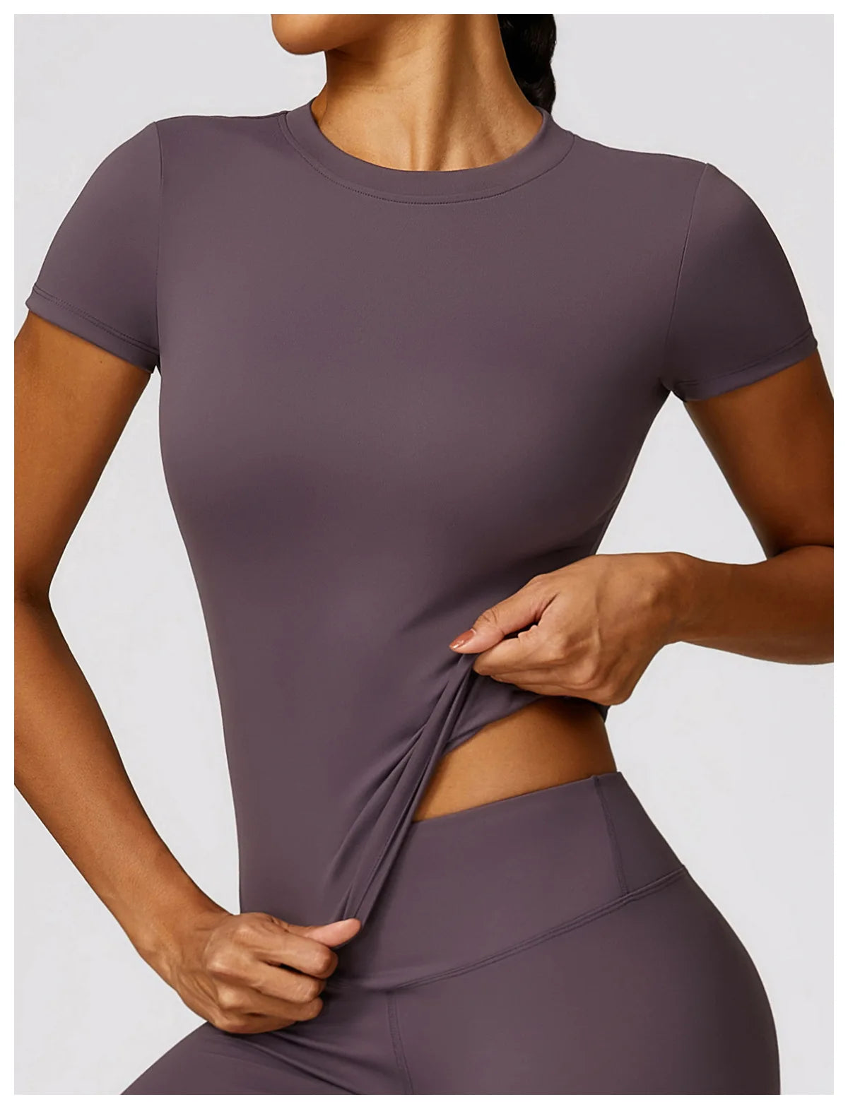 Dames Yoga Top Naadloos - Sexy Sport Shirt Korte Mouw