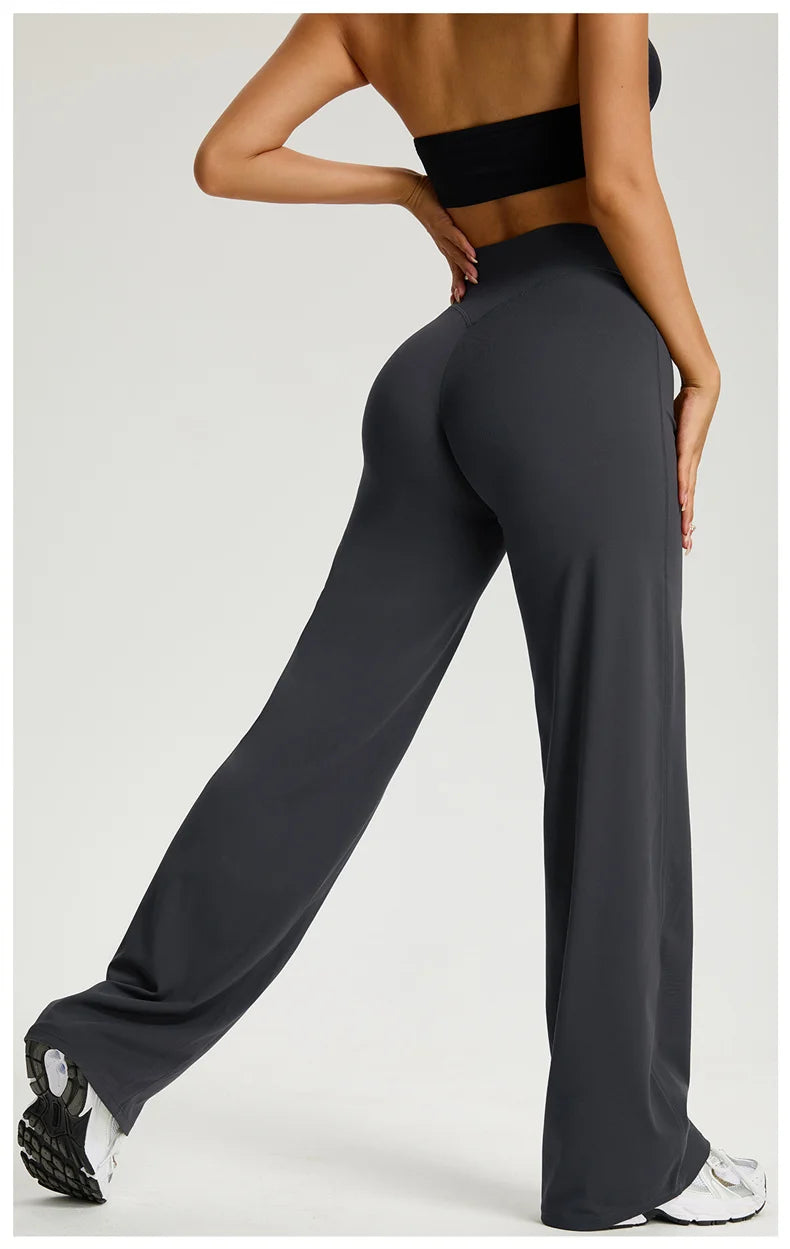 Dames High Waist Rechte Pijp Yogabroek – Zachte Gymlegging met Ademend Nylonmateriaal