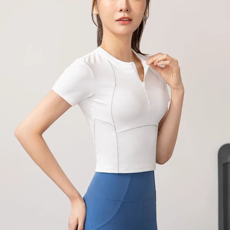 Yogaleven Half Zip Top – Korte Mouw Slim Fit