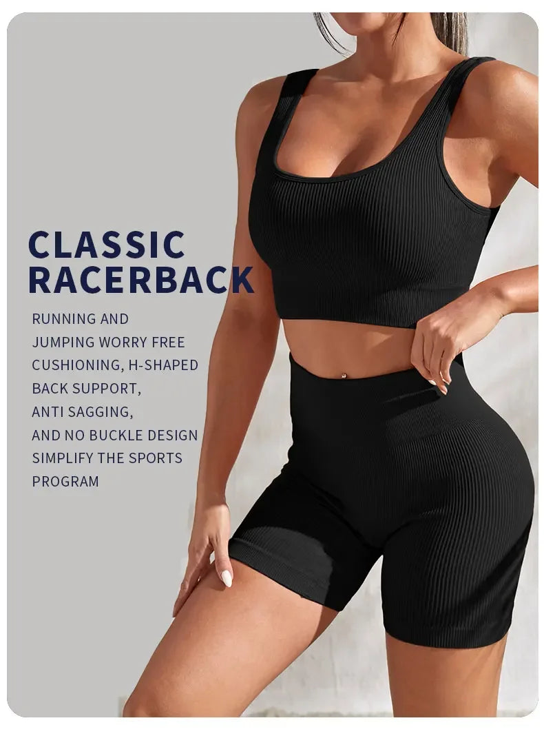 Yogaleven Geribd Set – Crop Top & High Waist Short