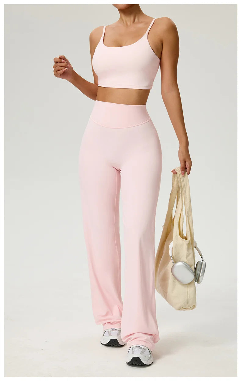 Dames High Waist Rechte Pijp Yogabroek – Zachte Gymlegging met Ademend Nylonmateriaal