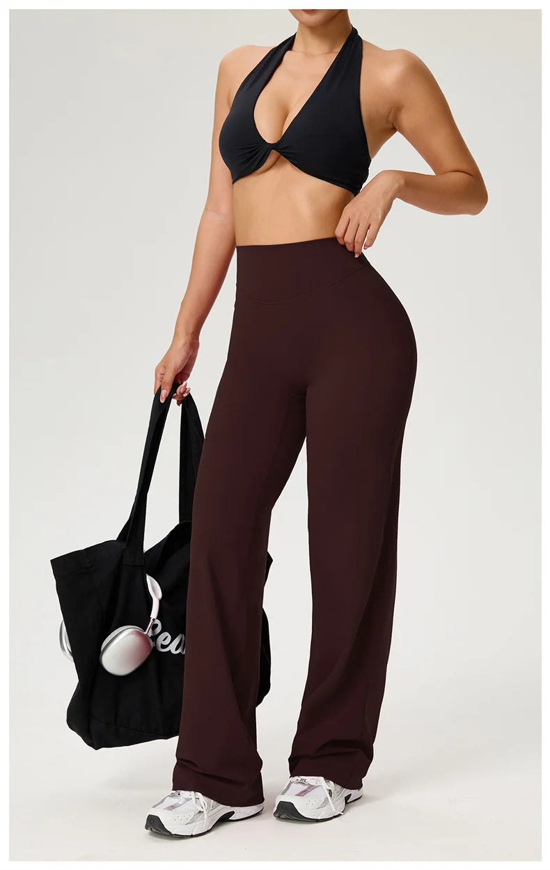 Dames High Waist Rechte Pijp Yogabroek – Zachte Gymlegging met Ademend Nylonmateriaal