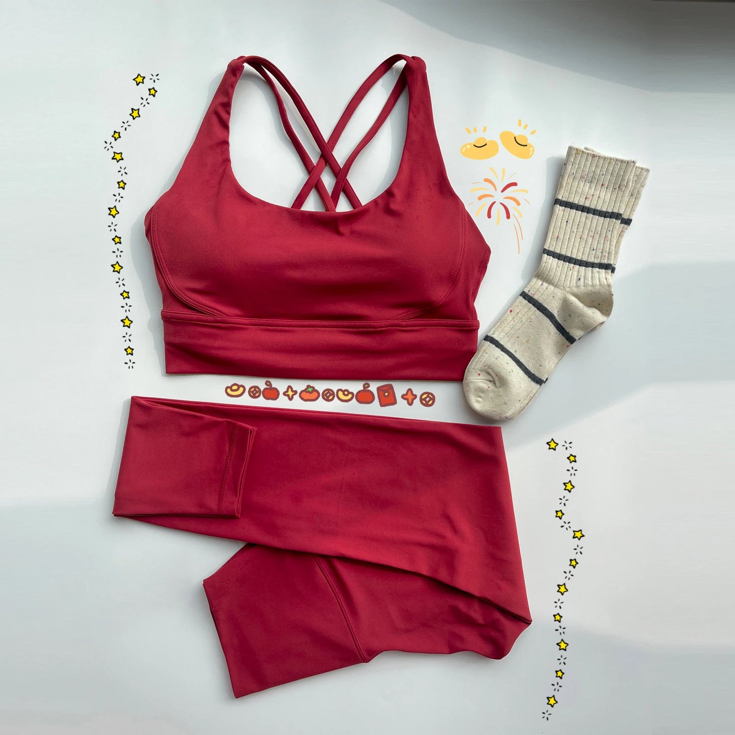 Yogaleven 2-delig Set – High Waist Legging & BH Rood