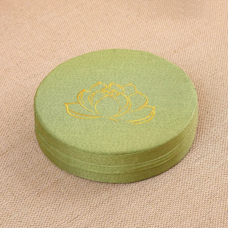 Meditatie Kussen Rond - Geborduurd Lotus Patroon 40x6cm