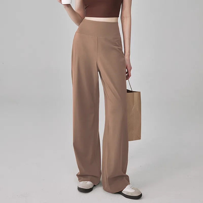 Dames High Waist Yogabroek met Zakken – Stretch Sweatpants met Zacht Gevoel